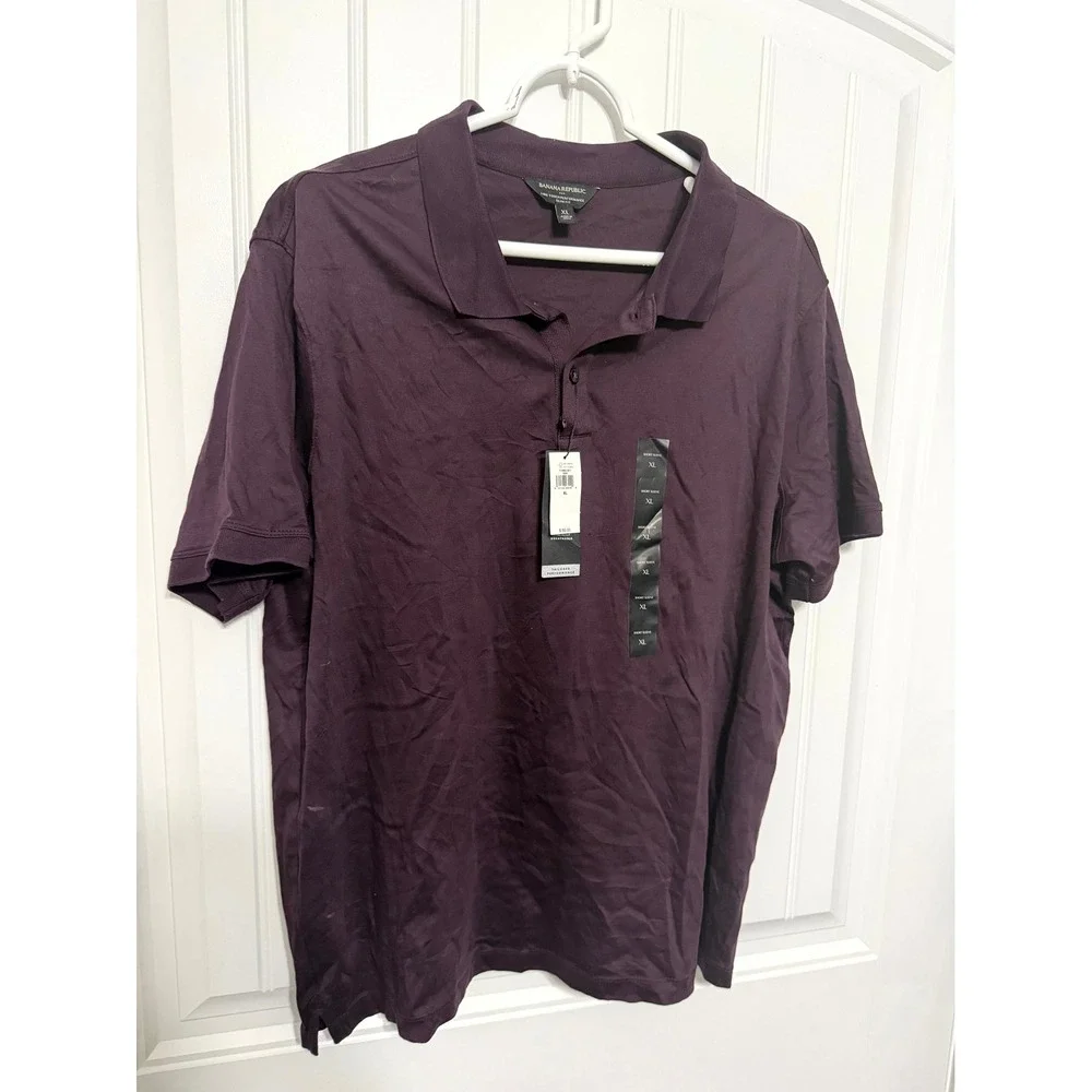 Banana Republic Polo Shirt Mens XL Purple Luxe Touch Performance Slim Fit NWT